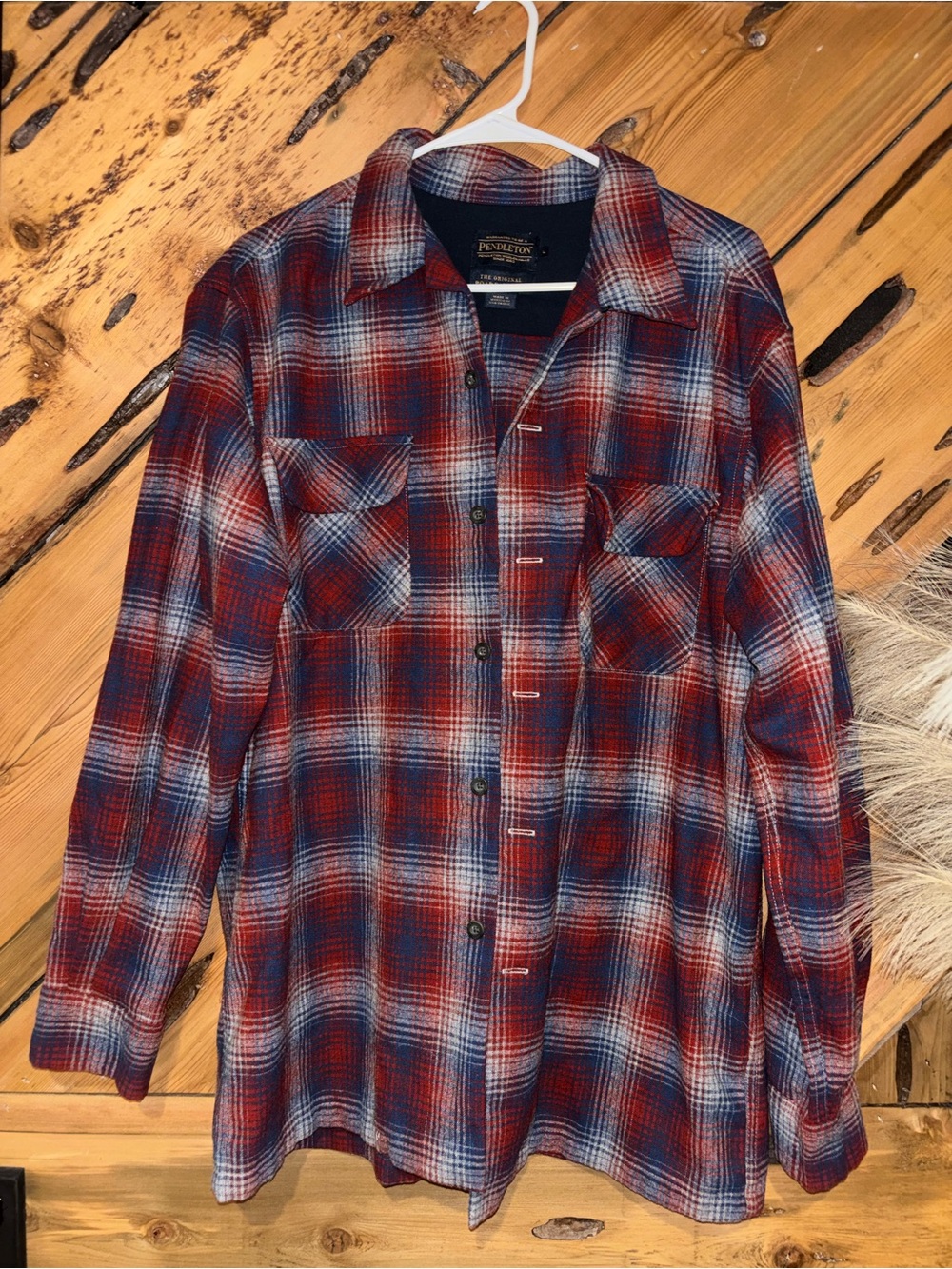 Pendleton Red and Blue Plaid Flannel Shirt